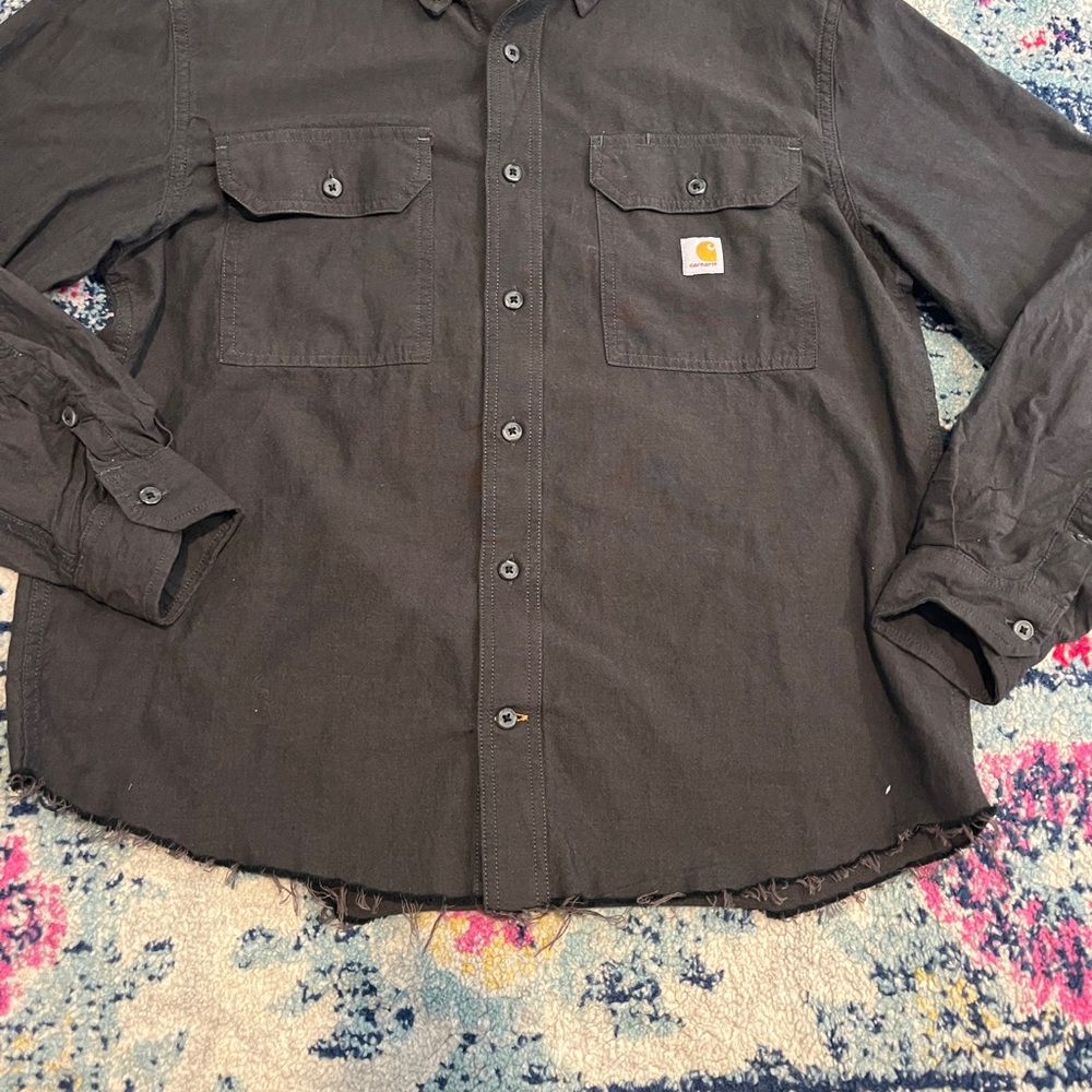 Carhartt Men's Dark Gray Casual Button Down Shirt